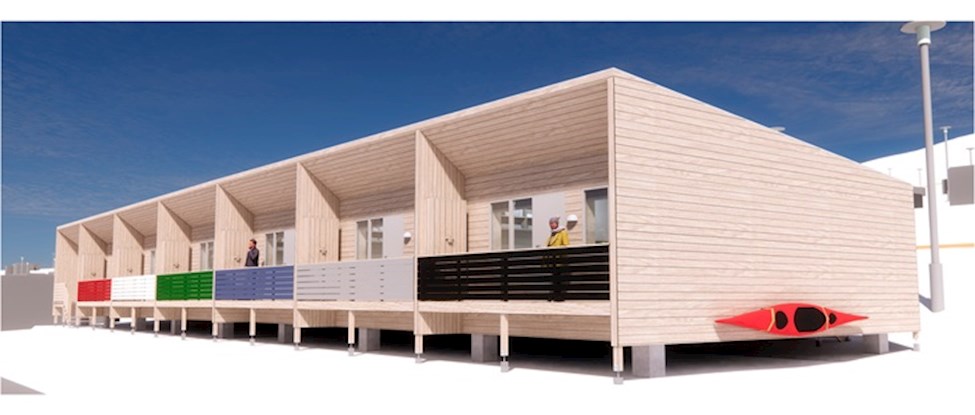 Sydfacadens terrasser har udsigt mod havet.